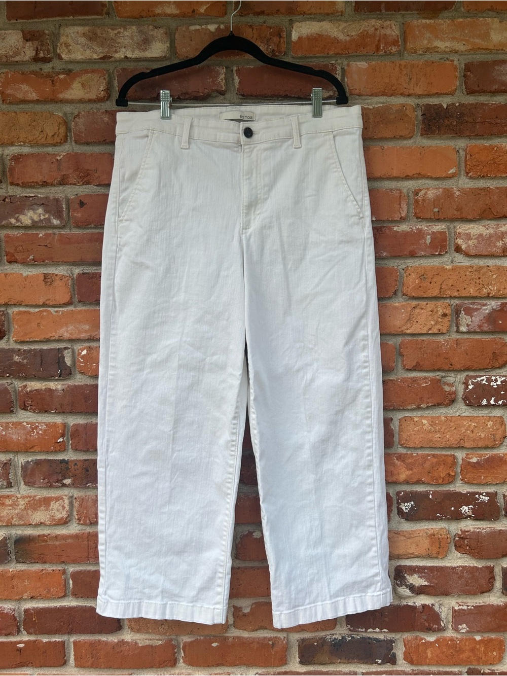 Ella Moss White Cropped Denim Jeans High Waisted Stretch Wide Leg 14
